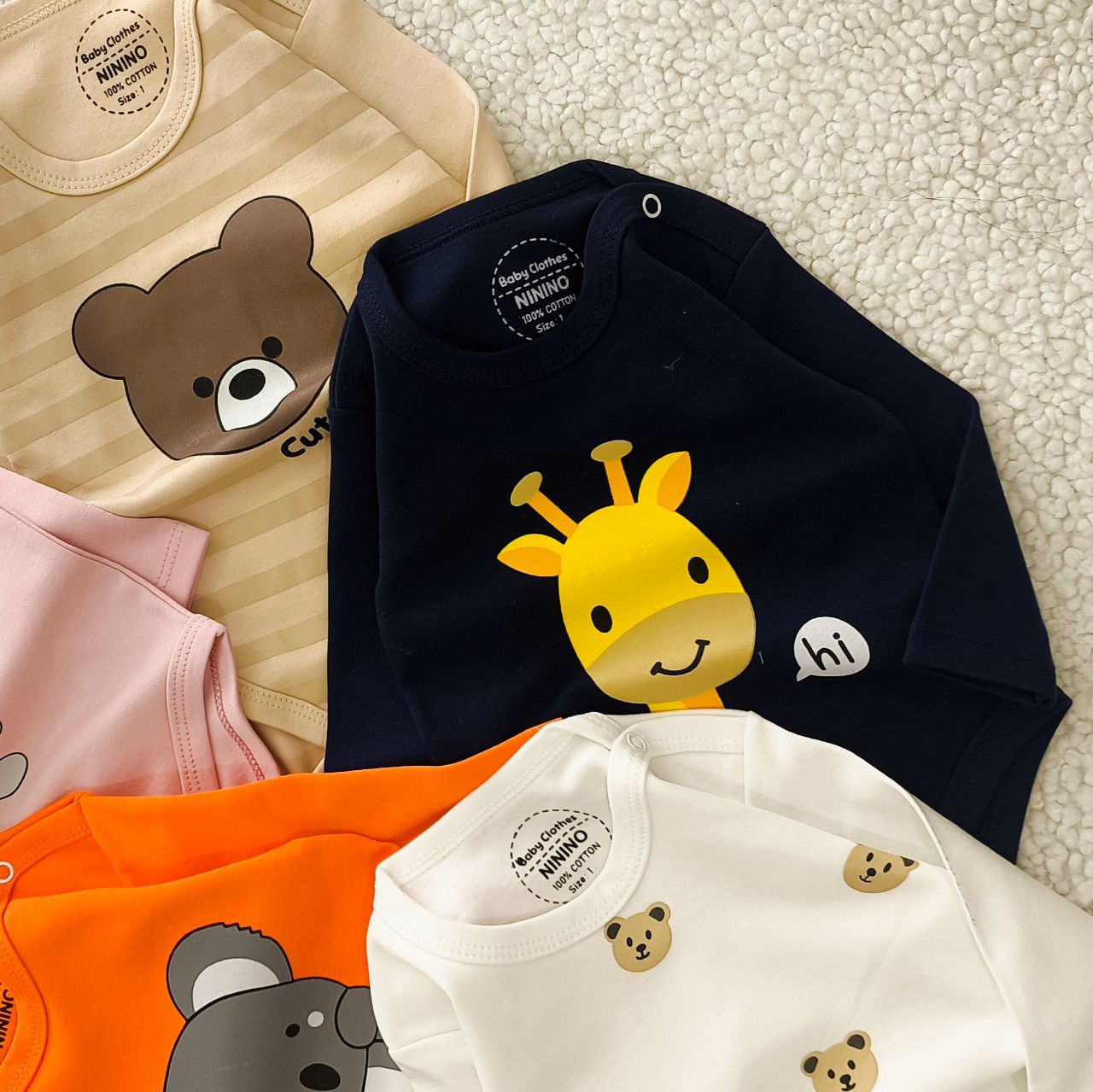 سیسمونی تربچه بادی زیردکمه بچه گانه آستین بلند پنبه اعلا (۰ تا ۳۰ ماه) ۱۵۳۹