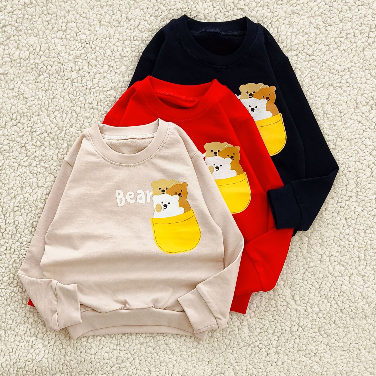 سیسمونی تربچه بلوز دورس بچه گانه مدل سه خرس (۲ تا ۳۶ ماه) جنس دورس دو نخ ۱۵۴۴