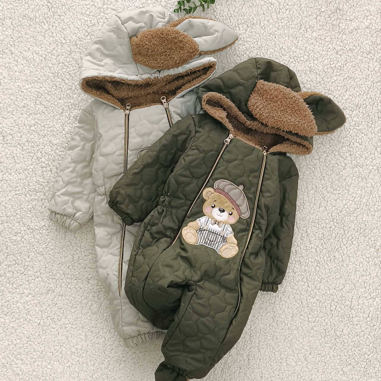 سیسمونی تربچه کاپشن سرهمی کتان داخل خز بسیار گرم (۰ تا ۲۴ ماه) ۱۵۵۵